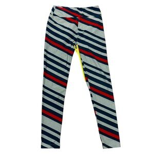 LuLaRoe‎ Women’s Blue & Red Striped Leggings One Size